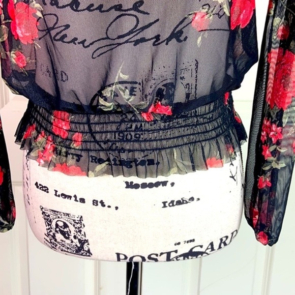 TMG New York Sheer Mesh Printed Top - Picture 5 of 9